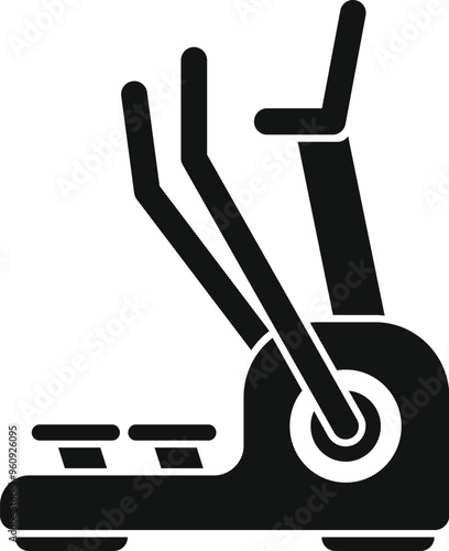 Black silhouette of an elliptical trainer, a fitness machine used for cardiovascular exercise