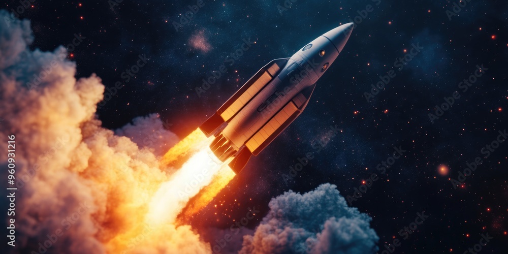 Fototapeta premium Rocket Launch in Space