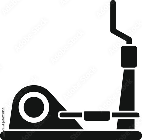 Black silhouette of a modern elliptical trainer machine for fitness workout