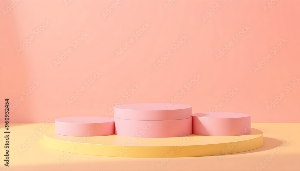 Pink and yellow podium pedestal with matte color background. Style-39 Pink and yellow podium pedestal with matte color background. Style-39