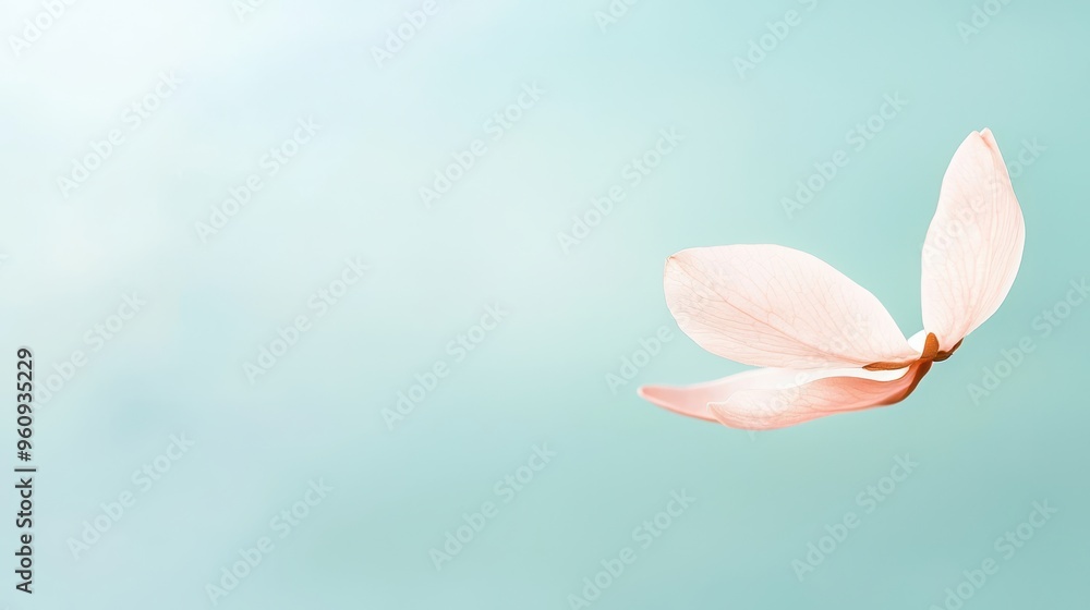 Delicate Pink Flower Petals on Light Blue Background Delicate Pink Flower Petals on Light Blue Background
