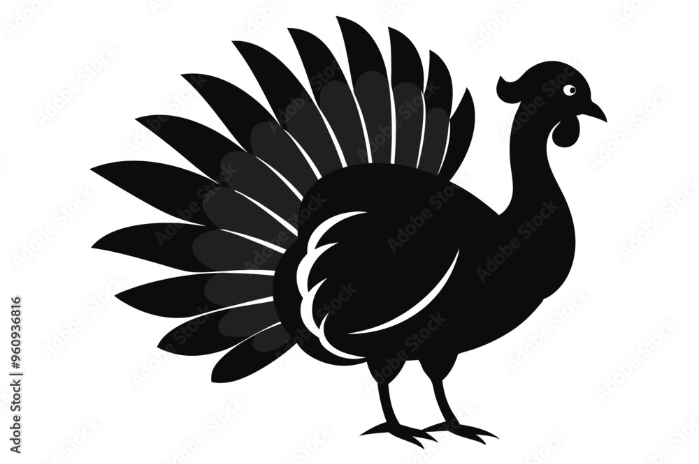Fototapeta premium turkey vector illustration silhouette vector illustration black and white 