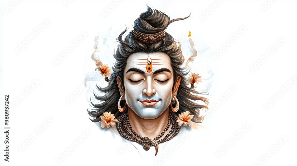 A man with a beard and long hair is shown with his eyes closed A man with a beard and long hair is shown with his eyes closed
