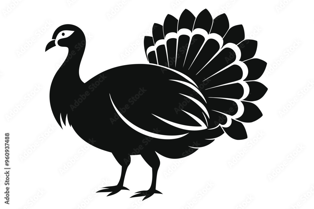 Obraz premium turkey vector illustration silhouette vector illustration black and white 