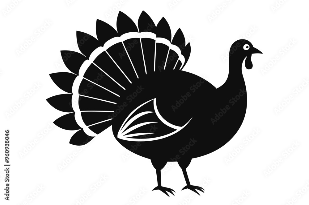 Fototapeta premium turkey vector illustration silhouette vector illustration black and white 