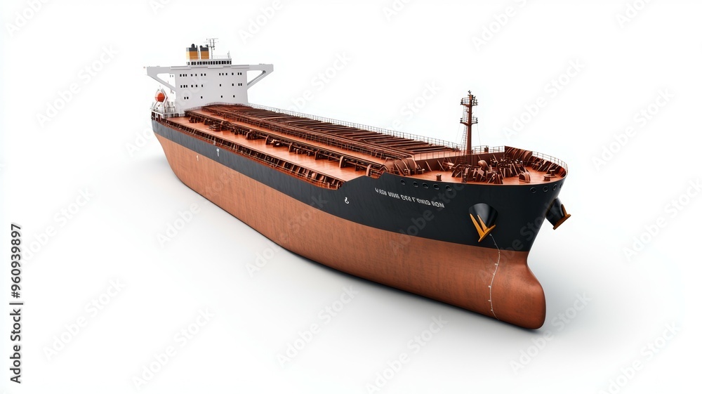 A large ship is shown on a white background A large ship is shown on a white background