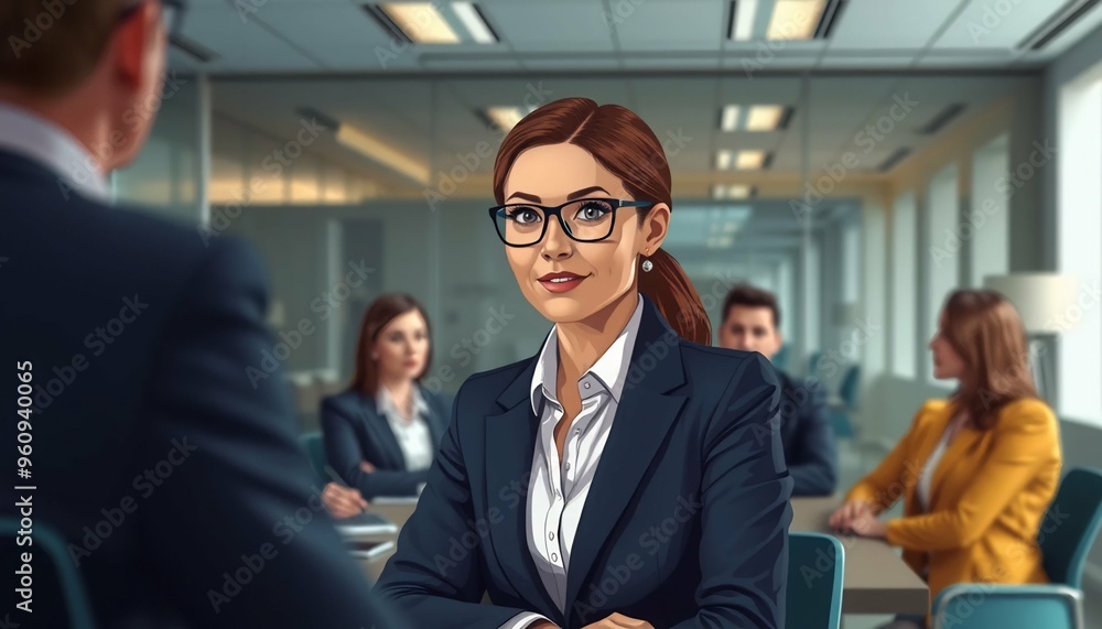 Businesswoman Wearing Glasses in A Business Meeting Businesswoman Wearing Glasses in A Business Meeting