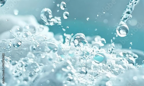 Wallpaper Mural Water Droplets Splashing in a Blue Background Torontodigital.ca