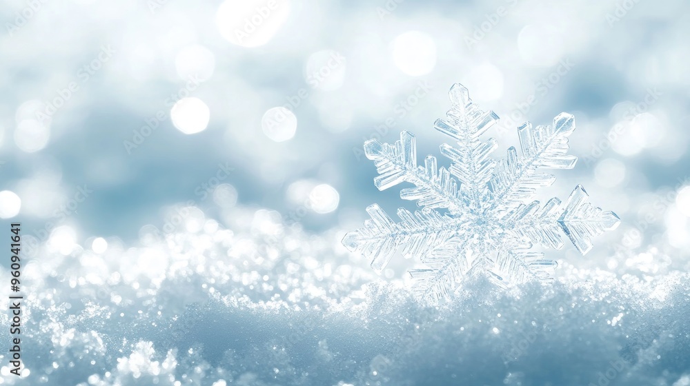 Perfect Snowflake on a Bed of Sparkling Snow Perfect Snowflake on a Bed of Sparkling Snow