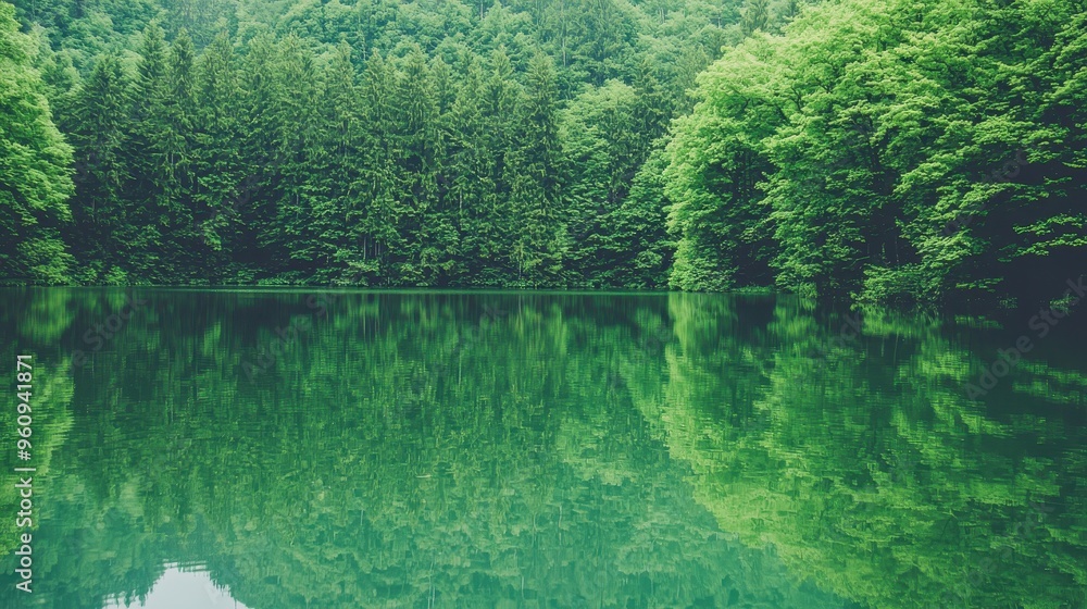 Fototapeta premium Tranquil Forest Lake with Reflection
