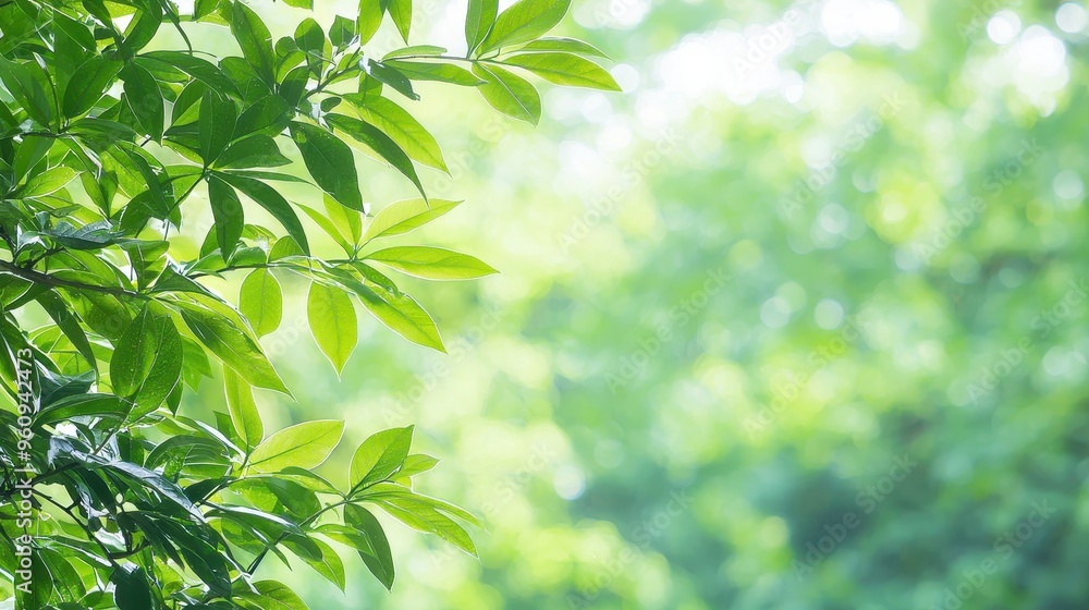 Green Leaves on a Blurred Background of Nature Green Leaves on a Blurred Background of Nature