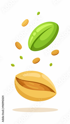 Falling pistachio nuts