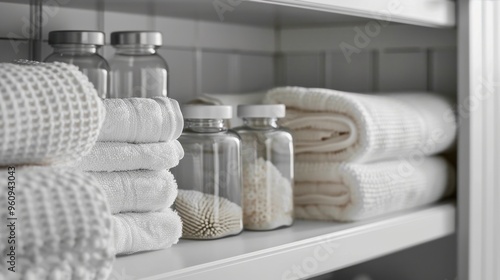 Storage Cabinets: Shelves or cupboards with doors for storing laundry supplies and cleaning agents, keeping items organized and discreetly hidden.
 photo