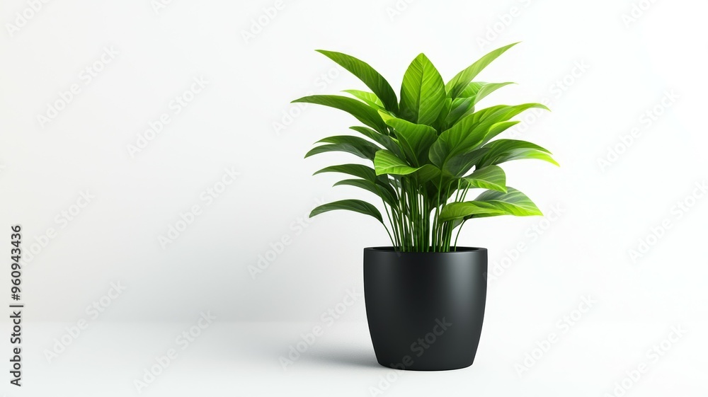 A potted plant sits on a white background A potted plant sits on a white background