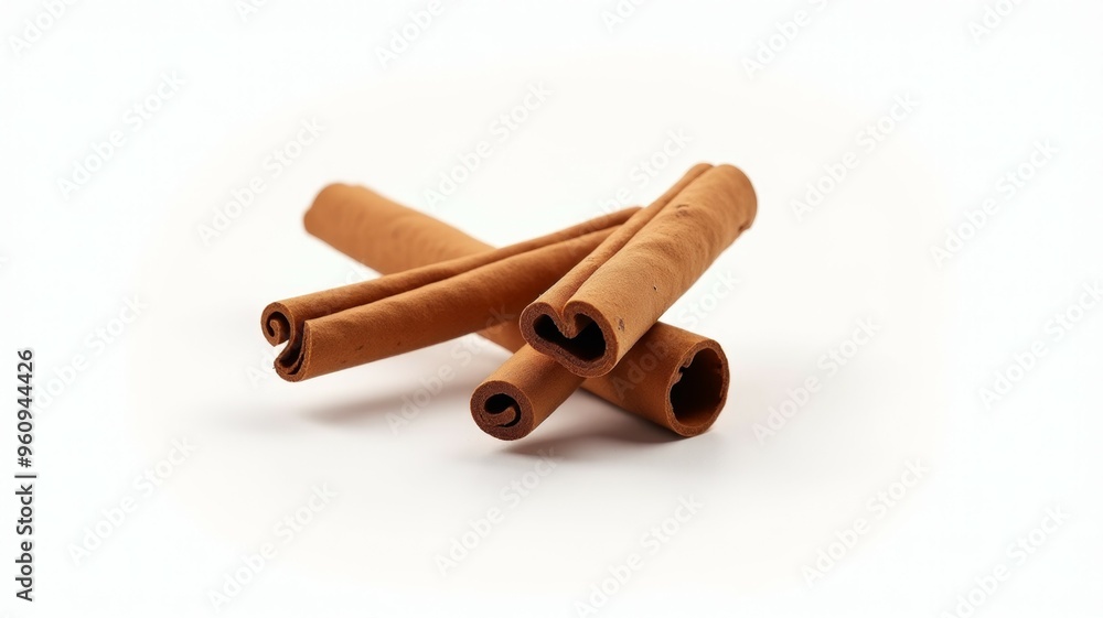 A pile of cinnamon sticks on a white background A pile of cinnamon sticks on a white background