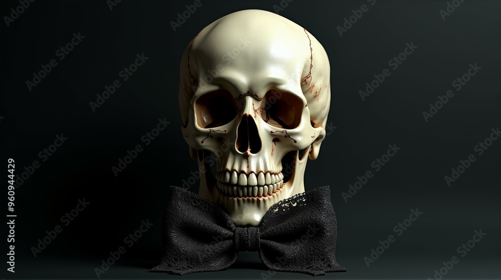 A skull with a bow tie on it A skull with a bow tie on it