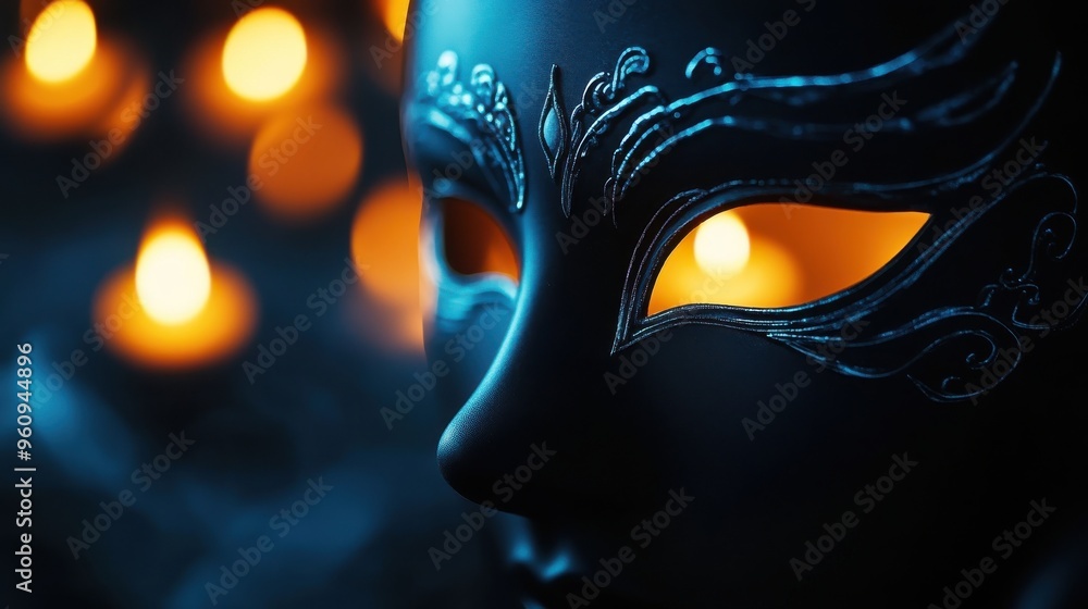 A mysterious mask glows softly in candlelight, creating an enchanting atmosphere perfect for a masquerade event or artistic display. A mysterious mask glows softly in candlelight, creating an enchanting atmosphere perfect for a masquerade event or artistic display.