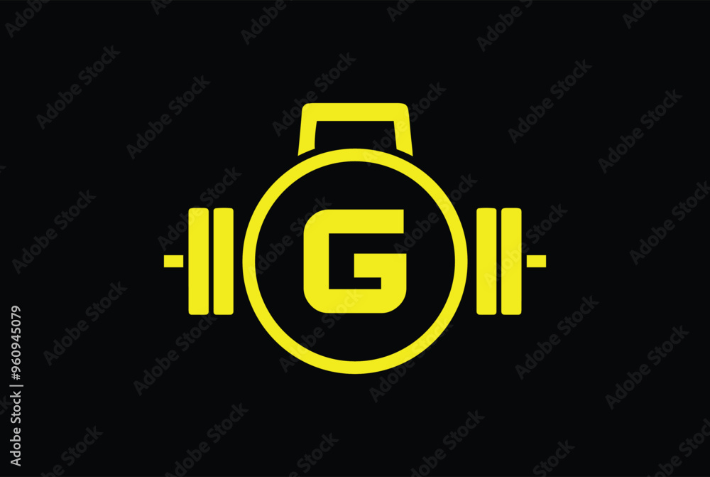 G Logo With barbell. Fitness Gym logo. fitness vector logo design for gym and fitness G Logo With barbell. Fitness Gym logo. fitness vector logo design for gym and fitness