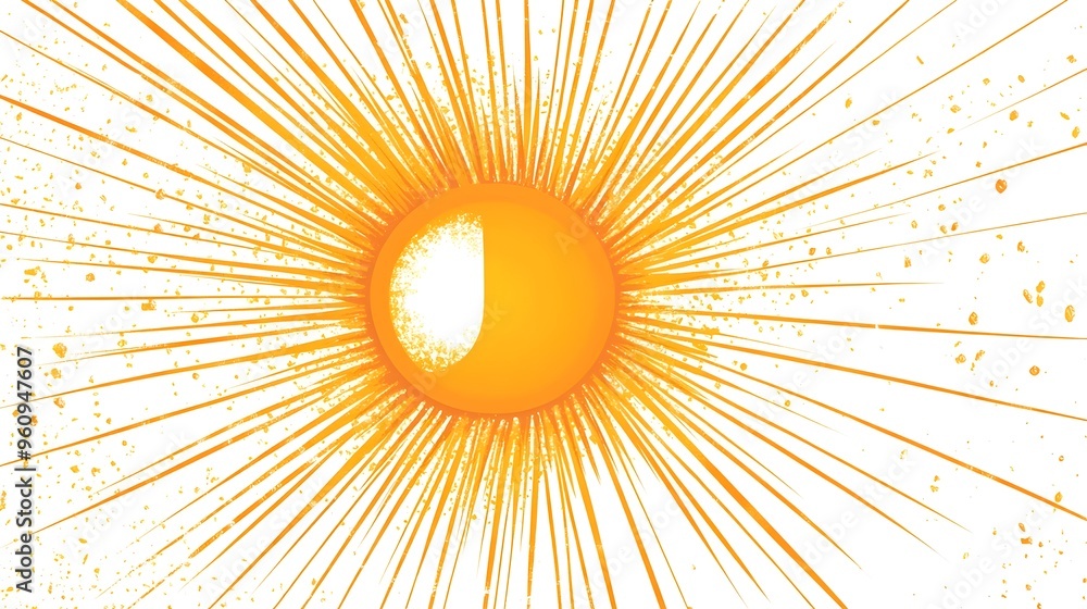 Fototapeta premium Flat image of a wallpaper pattern featuring a radiant sun with a glowing aura on a clean white background Serene minimalist and modern abstract design with a focus on light energy and natural beauty