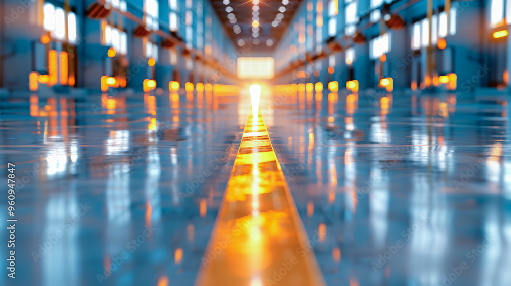 Empty trade exhibition hall with bright lighting Empty trade exhibition hall with bright lighting