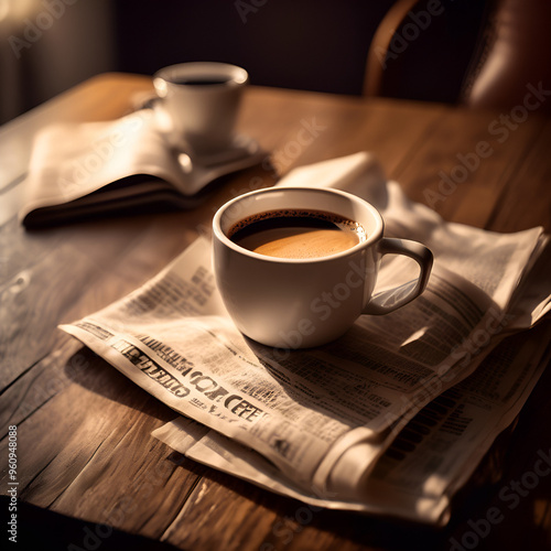 cup of coffee and newspaper