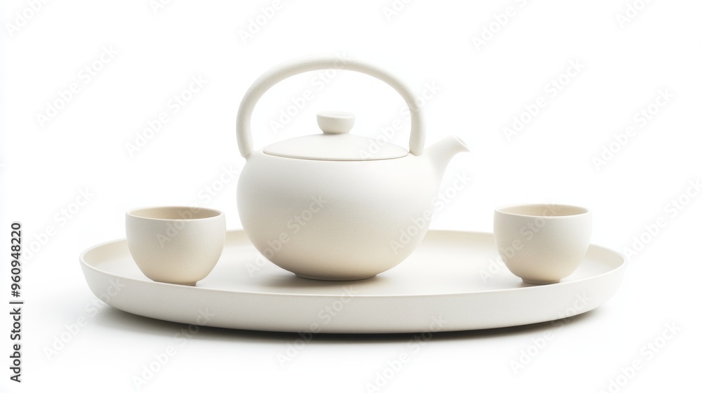 Minimalist and Elegant Modern Tea Set Showcase Exquisite Porcelain Craftsmanship on White Background Minimalist and Elegant Modern Tea Set Showcase Exquisite Porcelain Craftsmanship on White Background