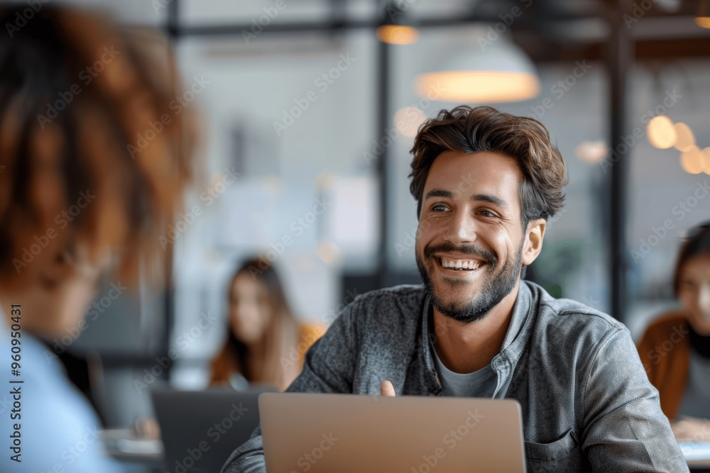 Diverse Business Team Having a Meeting and Discussing Project Ideas with New Employee in Modern Office Diverse Business Team Having a Meeting and Discussing Project Ideas with New Employee in Modern Office
