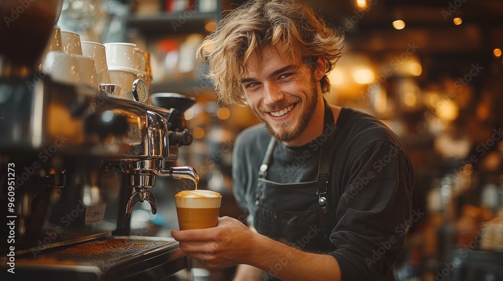 Barista Making Coffee in a Cafe Barista Making Coffee in a Cafe
