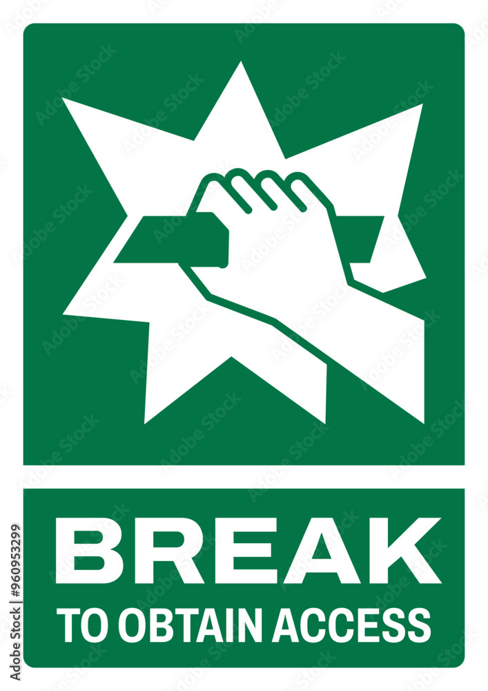 Obraz premium ISO emergency and first aid safety signs text variation_break to obtain access size a4/a3/a2/a1 