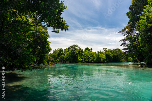 Tropical Island Paradise with Crystal Clear Water, Lush Greenery, and Serene Beaches - Stunning Caribbean Landscape for Eco-Tourism, Adventure, and Unspoiled Nature Travel Destinations