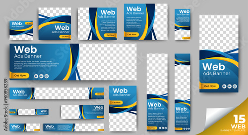 Professional ads banner template set design. Business web banner layout for cover, flyer, social media, background, poster, card. vector