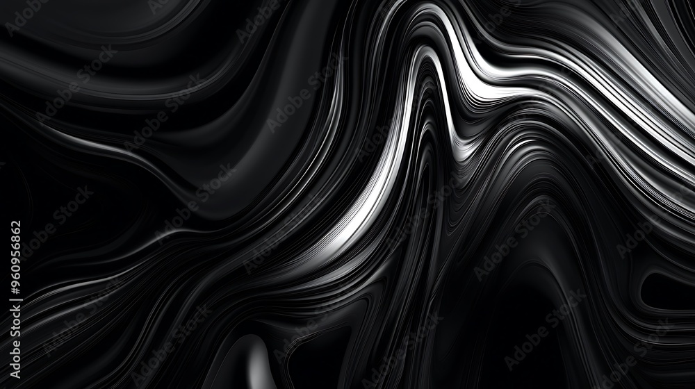 Abstract Black and White Swirling Pattern