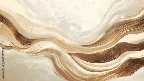 Abstract Wavy Pattern in Brown and Cream Tones photo