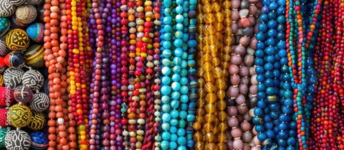 Colorful Beads Necklaces In The Market Of Florence