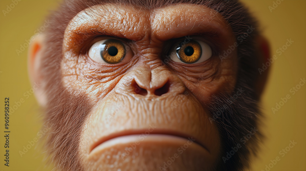 close-up illustration of serious ape face close-up illustration of serious ape face