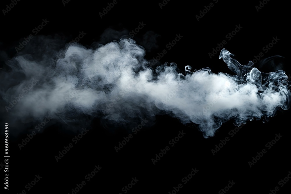 White smoke against a black background. Copy space image. Place for adding text and design White smoke against a black background. Copy space image. Place for adding text and design