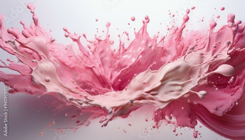 A dynamic splash of various pink tones, with concentrated color in the center and a soft dis photo