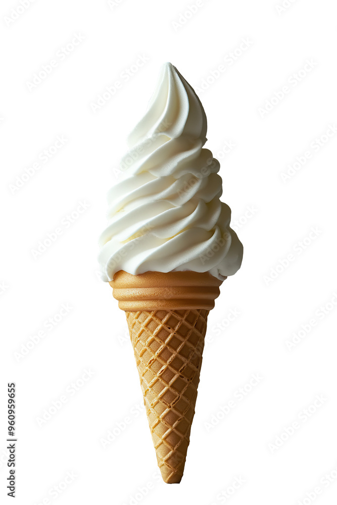 A flat ice cream cone, pure white shading isolated PNG A flat ice cream cone, pure white shading isolated PNG