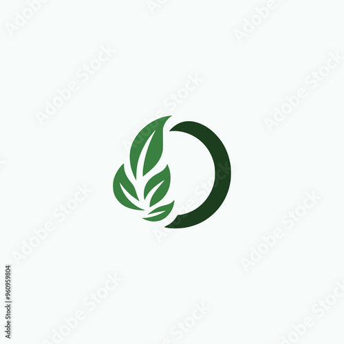 letter O leaf nature logo vector illustration template design