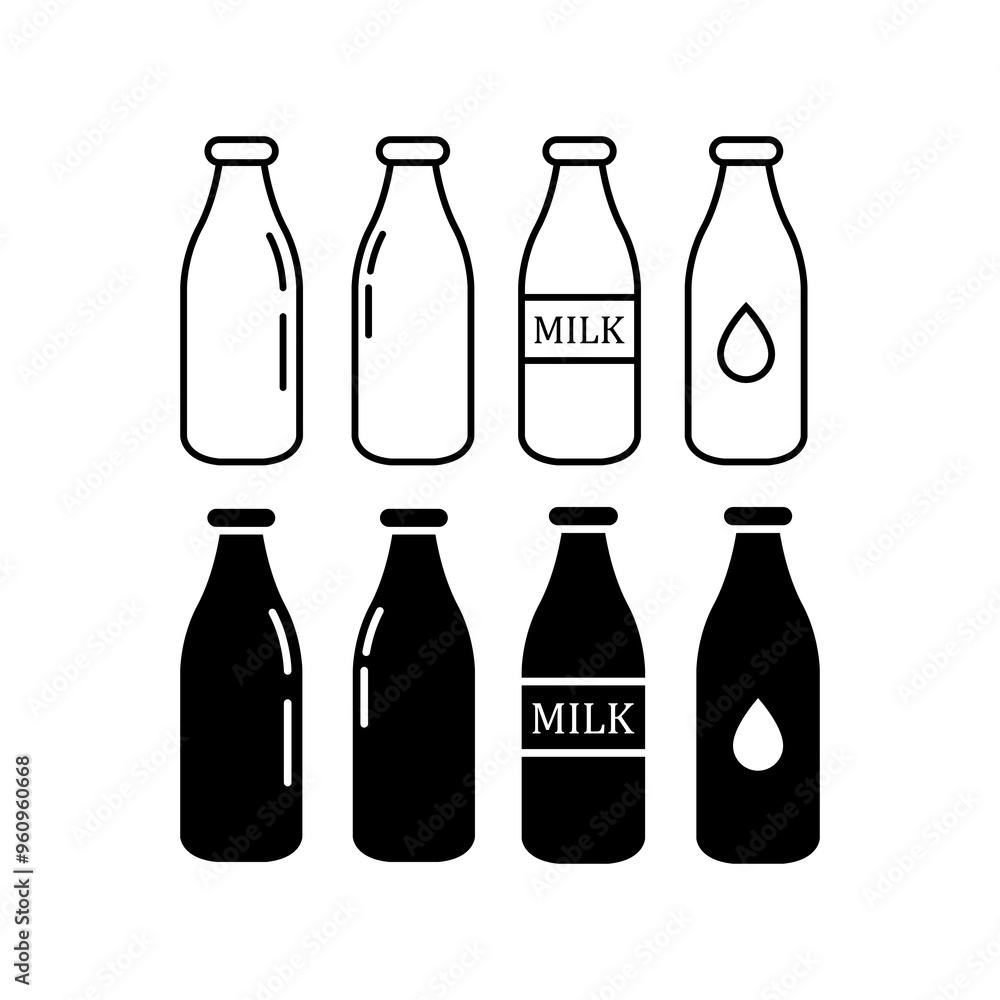 set of bottles icon set of bottles icon