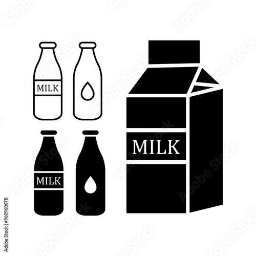 set of dairy products milk icon