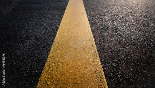 Obraz na płótnie Black Road is a black concrete road with a yellow line in the middle. w salonie