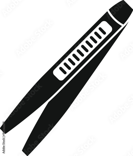 Black metal tweezers lying diagonally, a simple yet essential tool for various beauty procedures