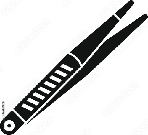 This simple vector icon of tweezers is perfect for representing beauty, care, or precision