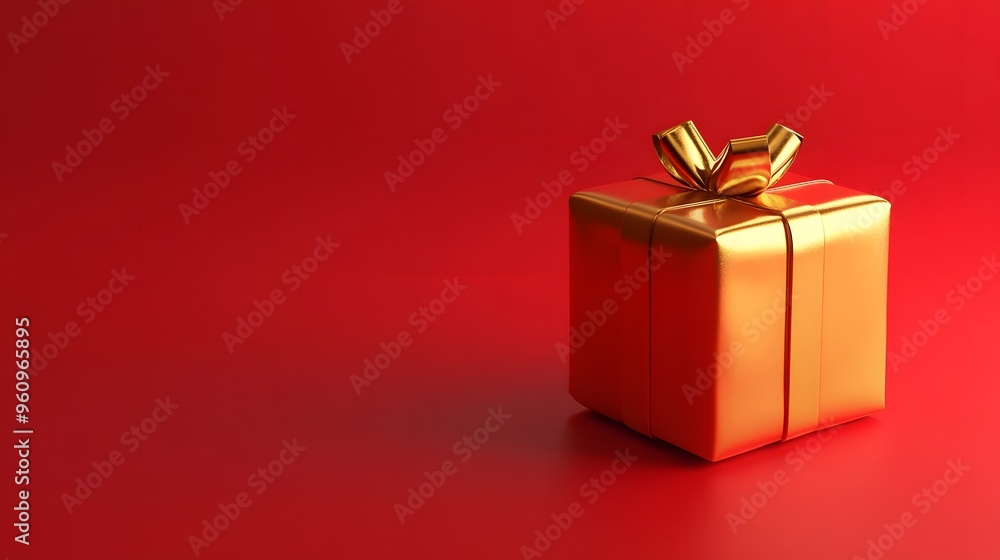 Obraz premium Gold Christmas gift boxes collection, on a red background, banner for website.