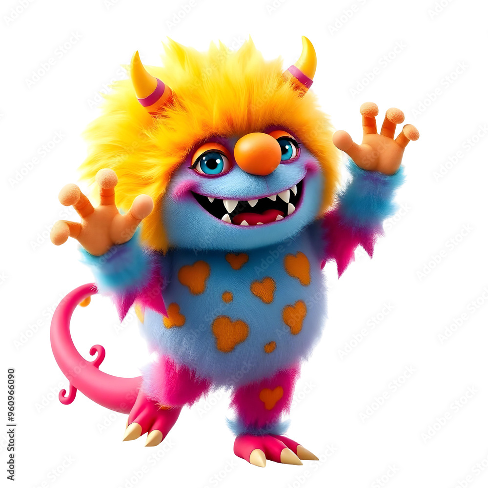 3d illustration of a cute cartoon monster isolated on transparent background. 3d illustration of a cute cartoon monster isolated on transparent background.