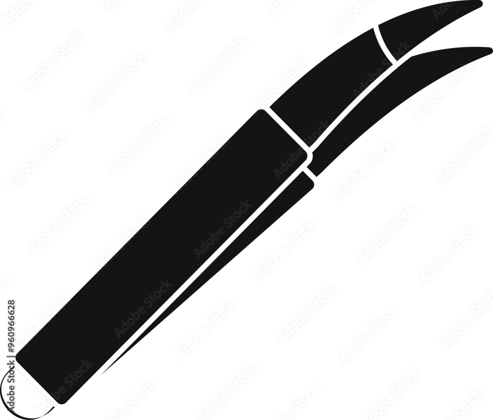Black simple vector icon of a pair of tweezers for eyelash extensions Black simple vector icon of a pair of tweezers for eyelash extensions