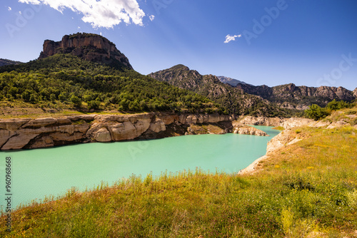 Picturesque view of Llosa del Caval reservoir in Catalonia, Spain photo