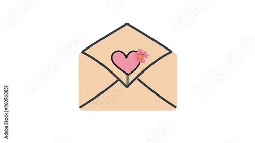 Wallpaper Mural Icon Featuring an Envelope with a Heart or Flower Peeking Out, Symbolizing the Act of Sending Compliments. Front View Design for Greeting Cards and Messaging Apps Torontodigital.ca