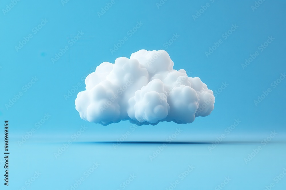 A fluffy white cloud floating against a serene blue background, perfect for themes of tranquility and nature. A fluffy white cloud floating against a serene blue background, perfect for themes of tranquility and nature.